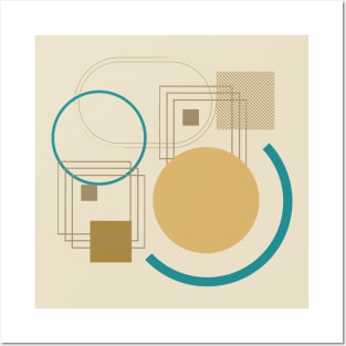 Geometric beige abstract golden mid century Posters and Art